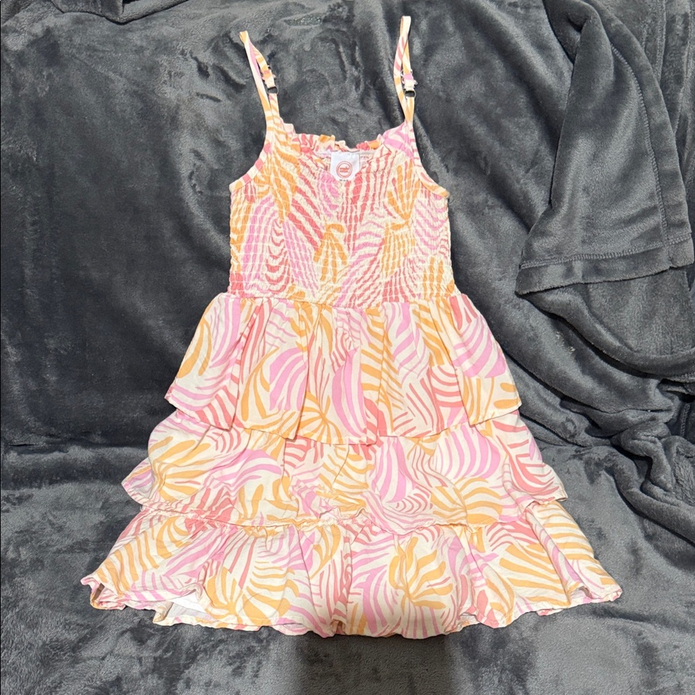 wonder nation Pink & Yellow Tiered Ruffle Sundress